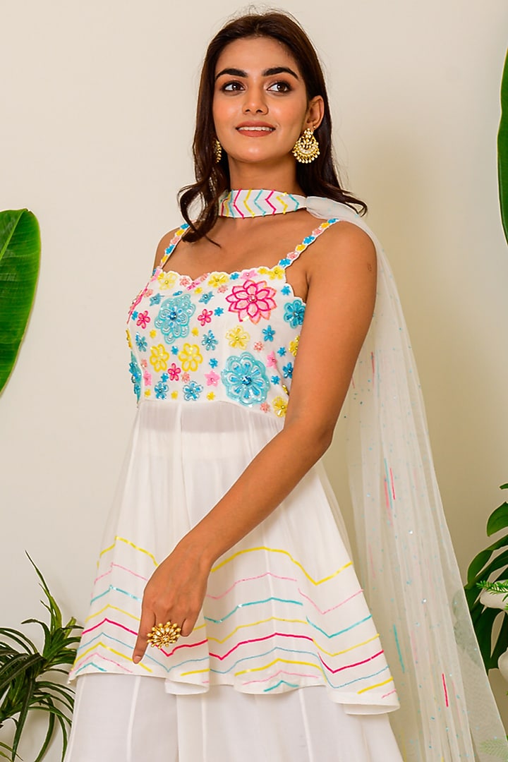 Snow White Crepe Wedding Sharara Set by Kritika kataria at Pernia's Pop Up Shop