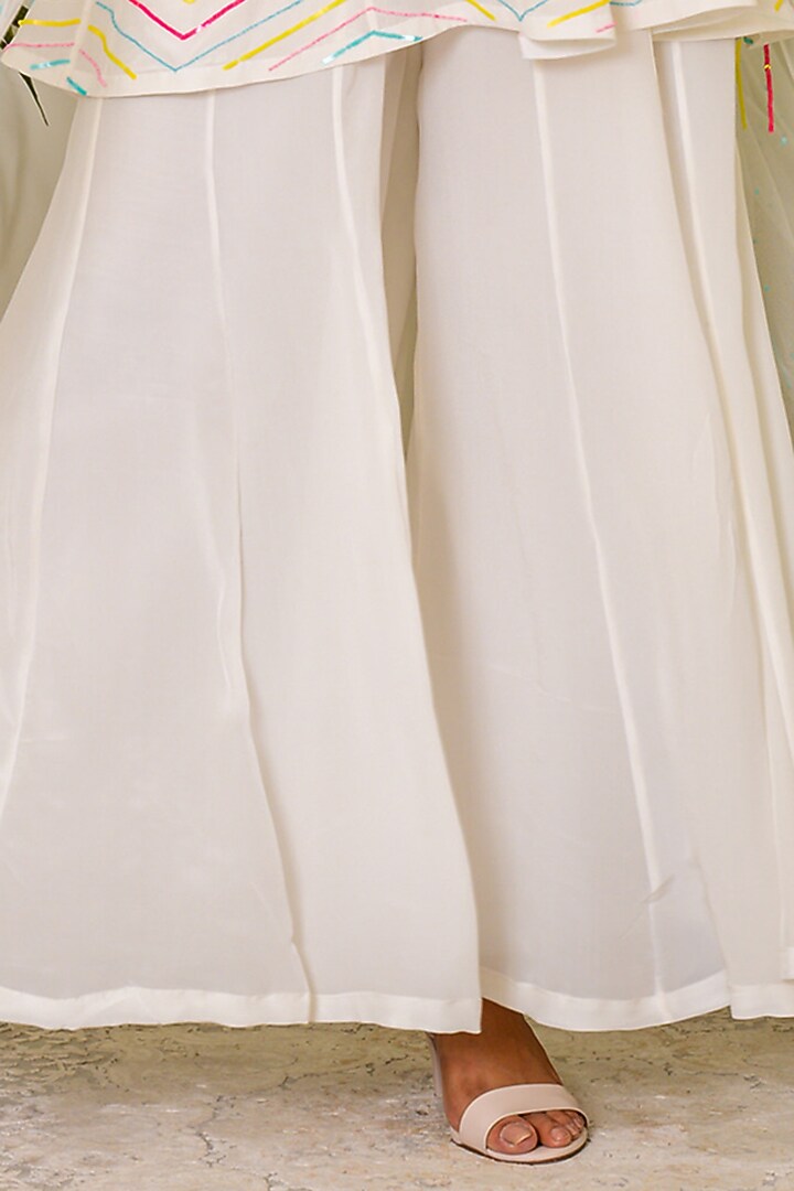 Snow White Crepe Wedding Sharara Set by Kritika kataria at Pernia's Pop Up Shop