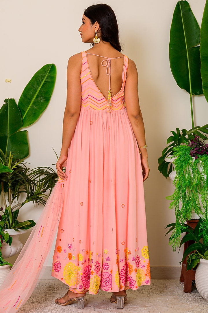 Peach Pearl Embroidered Bridal Anarkali Set by Kritika kataria at Pernia's Pop Up Shop