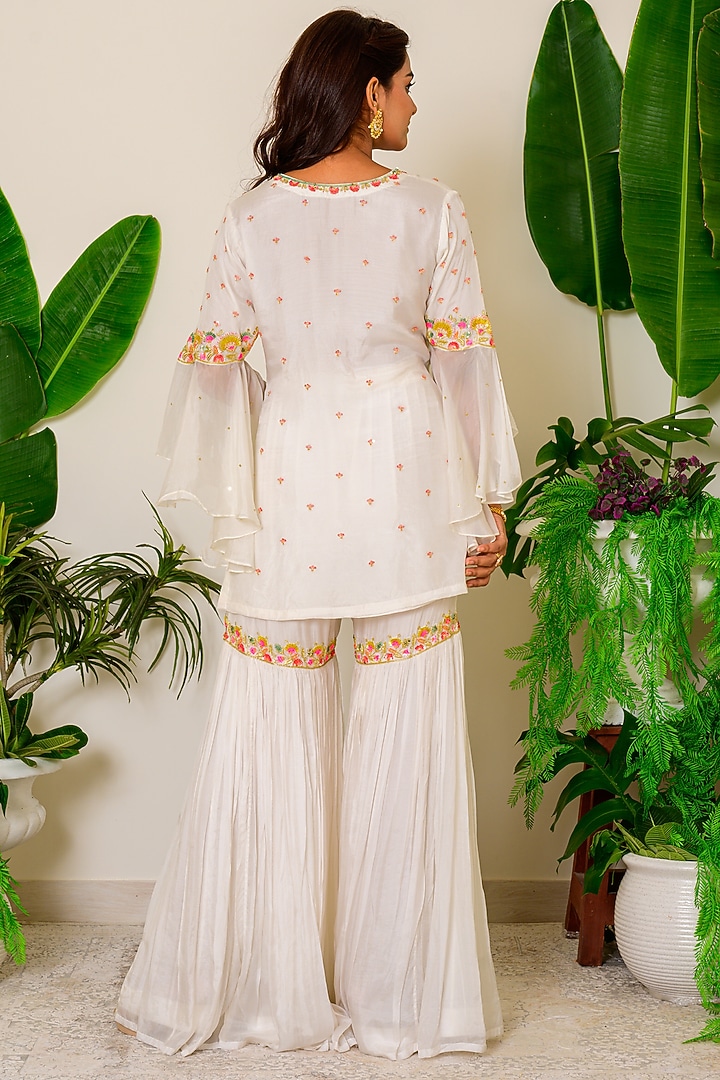 Snow White Silk Wedding Sharara Set by Kritika kataria at Pernia's Pop Up Shop
