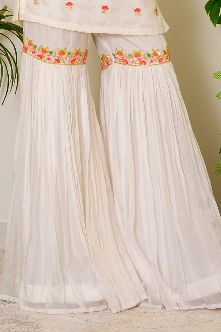 Snow White Silk Wedding Sharara Set by Kritika kataria at Pernia's Pop Up Shop