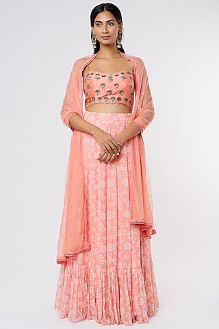 Pink Printed Lehenga Set  by Krupa Kapadia