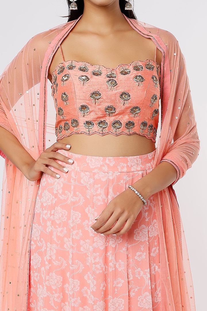 Pink Printed Wedding Lehenga Set by Krupa Kapadia at Pernia's Pop Up Shop