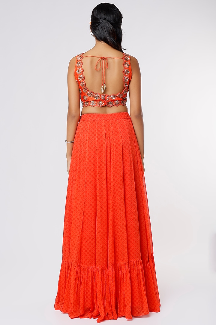 Red Printed Wedding Lehenga Set by Krupa Kapadia at Pernia's Pop Up Shop