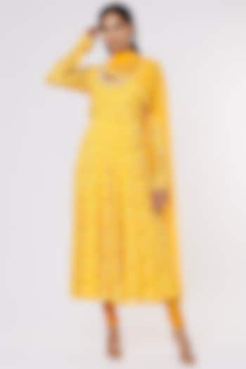 Yellow Embroidered Party Wear Anarkali Set by Krupa Kapadia at Pernia's Pop Up Shop