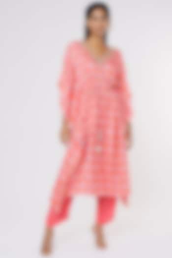 Pink Embroidered Kaftan Set  by Krupa Kapadia at Pernia's Pop Up Shop