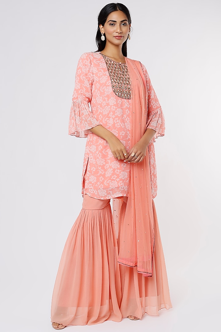 Pink Net Sharara Set  by Krupa Kapadia at Pernia's Pop Up Shop