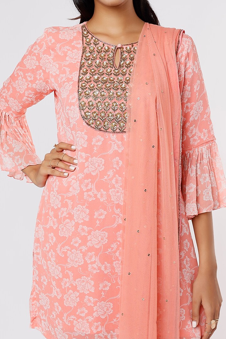 Pink Net Party Wear Sharara Set by Krupa Kapadia at Pernia's Pop Up Shop