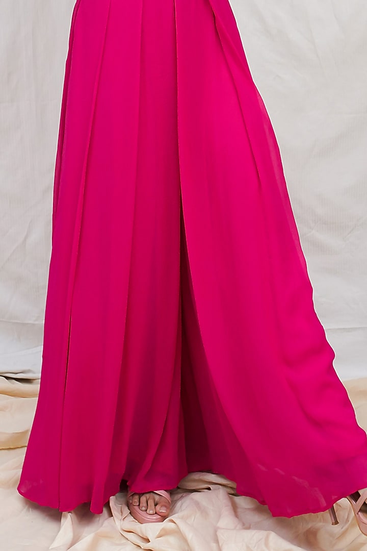 Rani Pink Georgette Pant Set by Krupa Kapadia at Pernia's Pop Up Shop