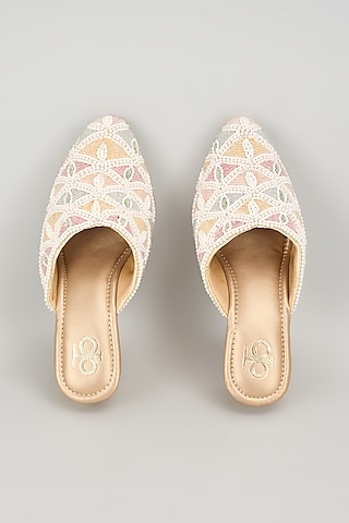 Multi-Colored Silk & Wood Thread Woven Work Mules by Kkarma Accessories