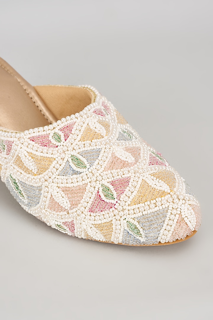 Multi-Colored Silk & Wood Thread Woven Work Mules by Kkarma Accessories at Pernia's Pop Up Shop