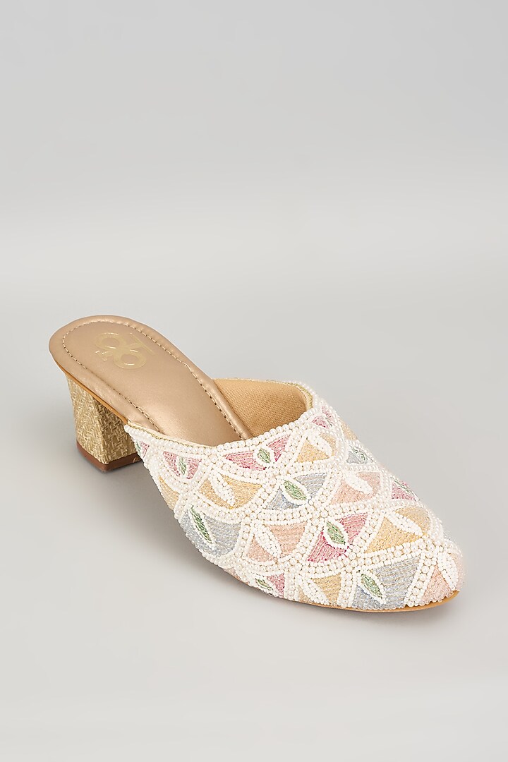 Multi-Colored Silk & Wood Thread Woven Work Mules by Kkarma Accessories at Pernia's Pop Up Shop