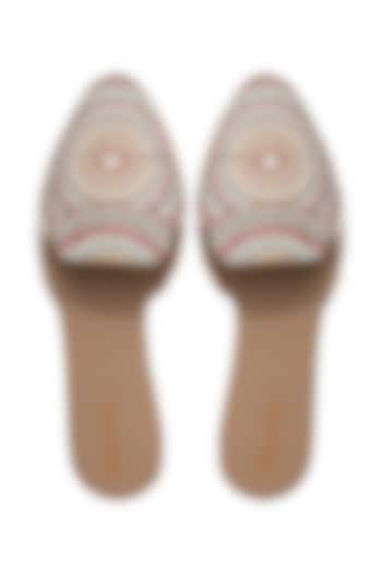 Brown Thread Embroidered Flats by Kkarma Accessories at Pernia's Pop Up Shop