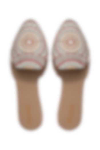Brown Thread Embroidered Flats by Kkarma Accessories