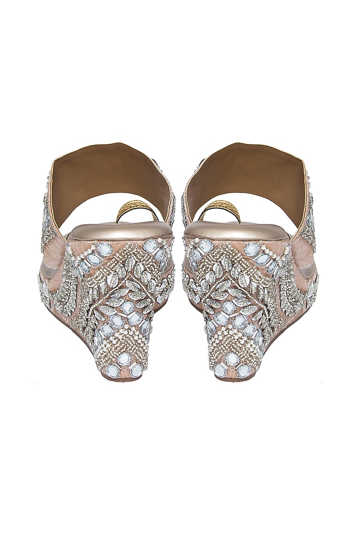 Silver Silk & PVC Embroidered Kolhapuris by Kkarma Accessories at Pernia's Pop Up Shop
