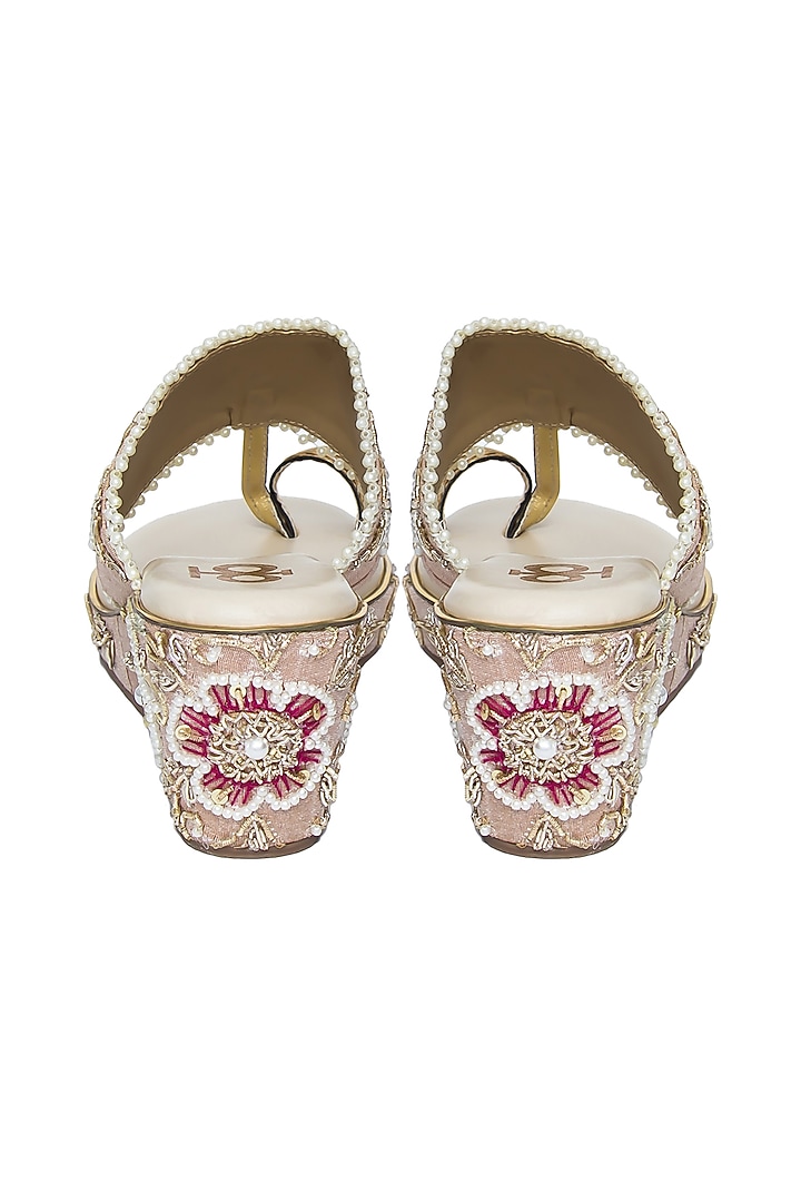 Multi-Colored Silk & PVC Embroidered Kolhapuris by Kkarma Accessories at Pernia's Pop Up Shop