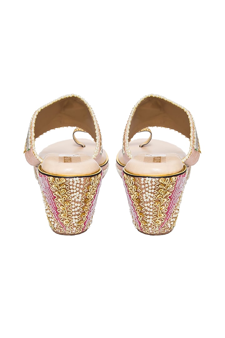 Multi-Colored Silk & PVC Embroidered Kolhapuris by Kkarma Accessories at Pernia's Pop Up Shop
