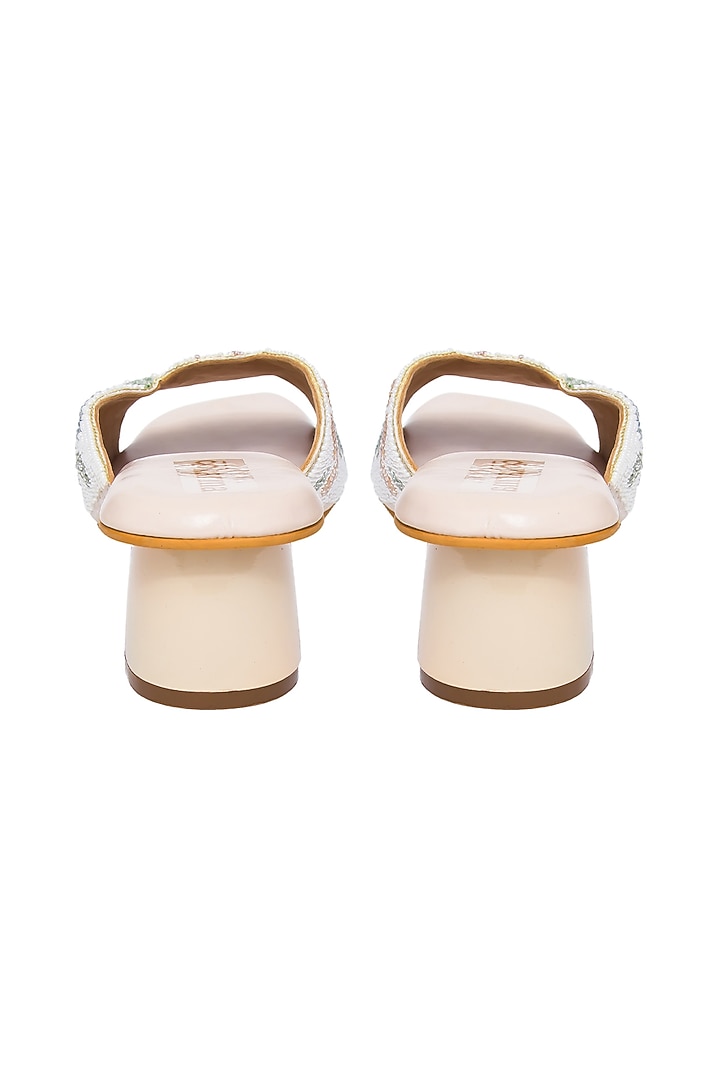 Rose Gold Silk & PVC Embroidered Wedges by Kkarma Accessories at Pernia's Pop Up Shop