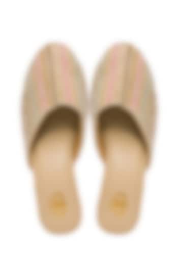 Multi-Colored Silk Bead Embroidered Mule Heels by Kkarma Accessories at Pernia's Pop Up Shop