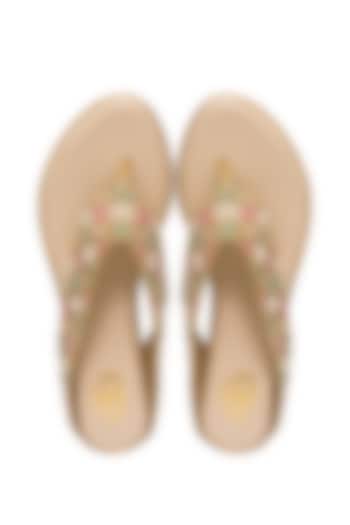 Multi-Colored Silk Bead & Thread Embroidered Platform Wedges by Kkarma Accessories at Pernia's Pop Up Shop