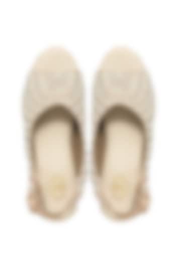 Rose Gold & White Silk Pearl Work Wedges by Kkarma Accessories at Pernia's Pop Up Shop