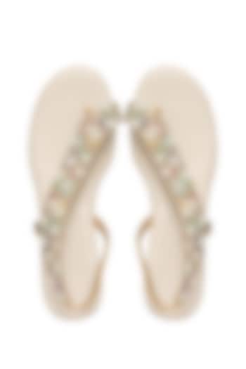 Multi-Colored Silk Pearl Work Wedges by Kkarma Accessories at Pernia's Pop Up Shop