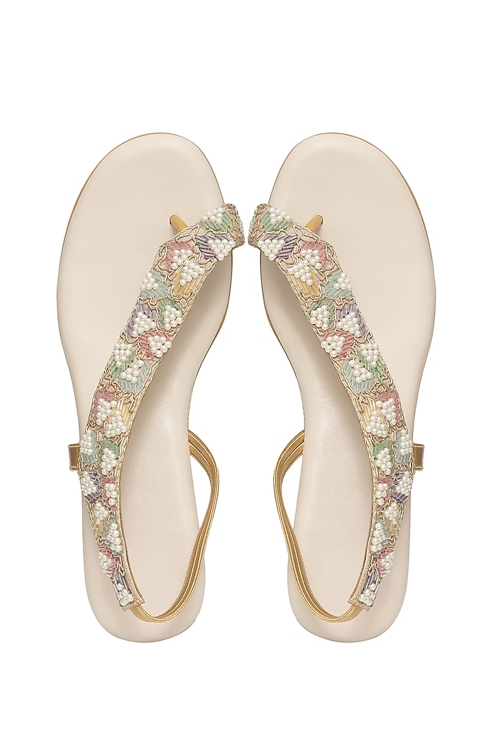 Multi-Colored Silk Pearl Work Wedges by Kkarma Accessories at Pernia's Pop Up Shop