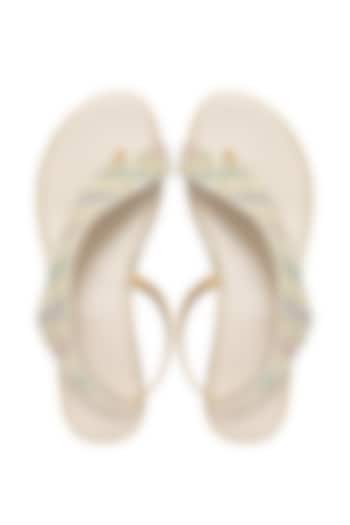 Multi-Colored Silk Bead Hand Embroidered Wedges by Kkarma Accessories at Pernia's Pop Up Shop