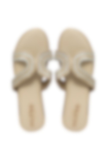 Gold Silk Metallic Woven Strap Platform Wedges by Kkarma Accessories at Pernia's Pop Up Shop