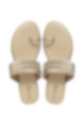 Gold Silk Metallic Woven Strap Platform Wedges by Kkarma Accessories at Pernia's Pop Up Shop