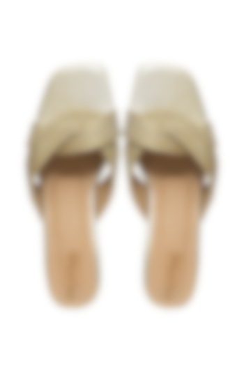 Gold Silk Braided Strap Block Heels by Kkarma Accessories at Pernia's Pop Up Shop