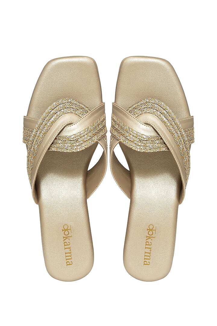Gold Silk Inter-Woven Metallic Strap Heels by Kkarma Accessories at Pernia's Pop Up Shop