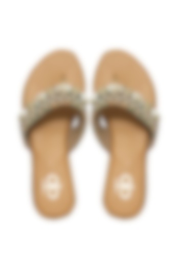 Gold Silk Braided Strap Flats by Kkarma Accessories at Pernia's Pop Up Shop