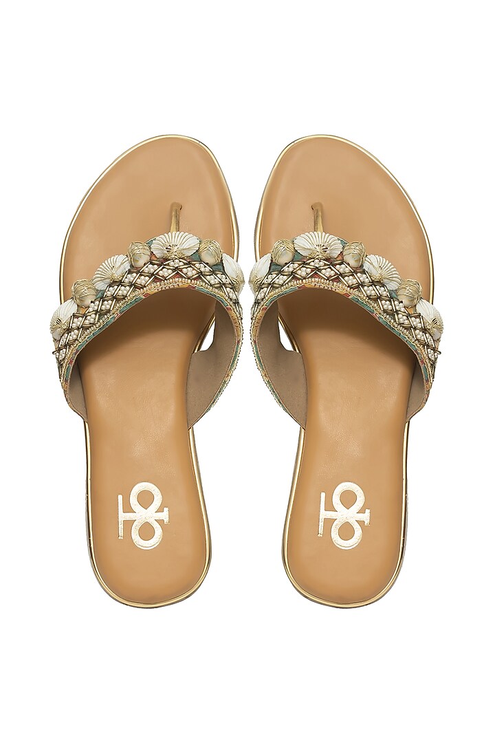 Gold Silk Braided Strap Flats by Kkarma Accessories at Pernia's Pop Up Shop