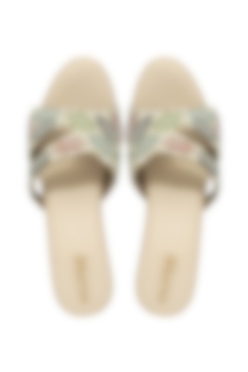 Multi-Colored Silk Bead & Sequins Embroidered Block Heels by Kkarma Accessories at Pernia's Pop Up Shop