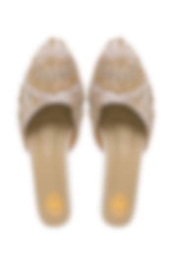 Multi-Colored Silk Zardosi Embroidered Kitten Heels by Kkarma Accessories at Pernia's Pop Up Shop