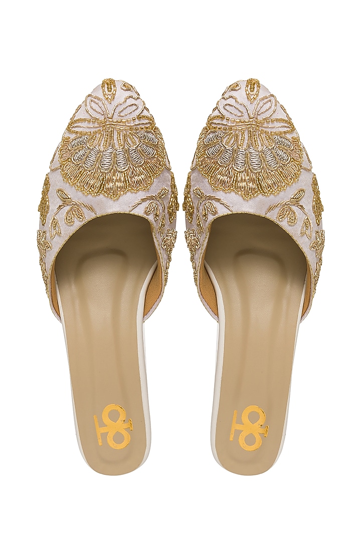 Multi-Colored Silk Zardosi Embroidered Kitten Heels by Kkarma Accessories at Pernia's Pop Up Shop