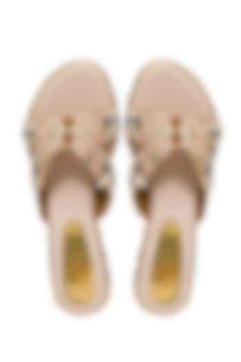 Rose Gold Silk Sequins Embroidered Platform Wedges by Kkarma Accessories at Pernia's Pop Up Shop