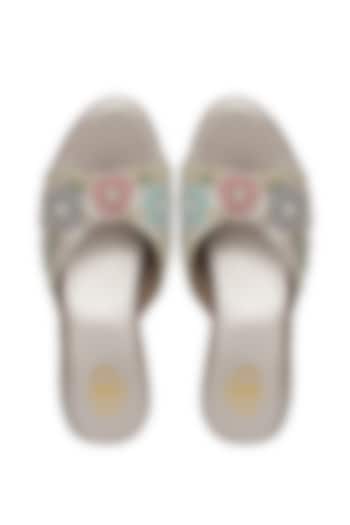 Multi-Colored Silk Sequins Embroidered Platform Wedges by Kkarma Accessories at Pernia's Pop Up Shop