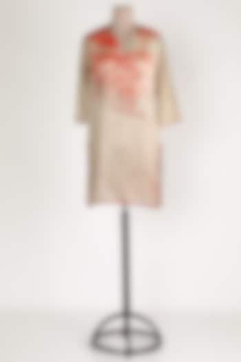 Beige Printed & Embroidered Tunic by Krishna Mehta at Pernia's Pop Up Shop