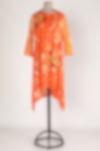 Orange Tie & Dye Printed Tunic by Krishna Mehta