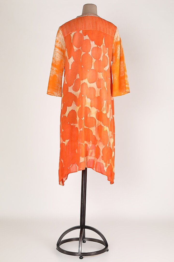 Orange Tie & Dye Printed Tunic by Krishna Mehta at Pernia's Pop Up Shop