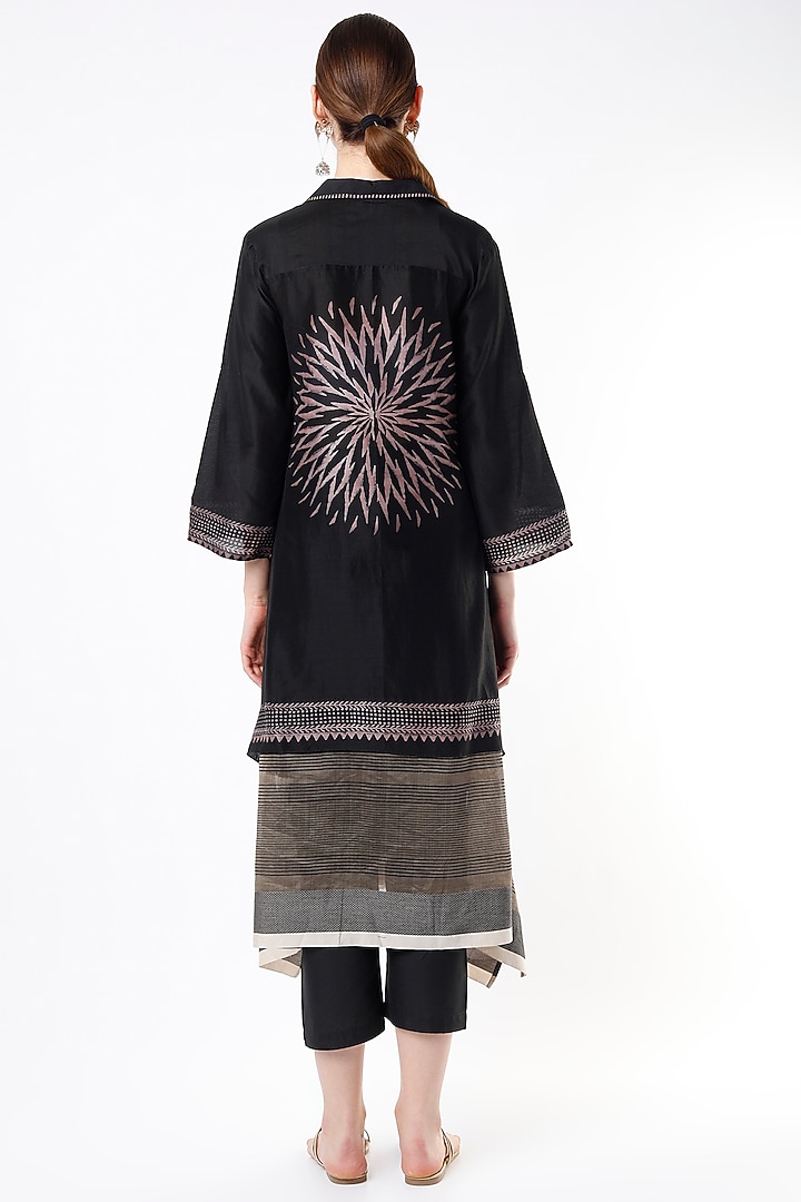 Black Hand Block Printed Tunic by Krishna Mehta at Pernia's Pop Up Shop