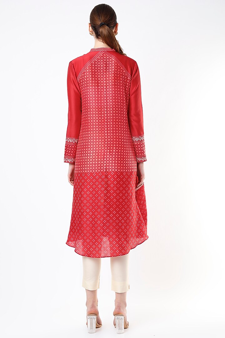 Rust Hand Block Printed Tunic by Krishna Mehta at Pernia's Pop Up Shop