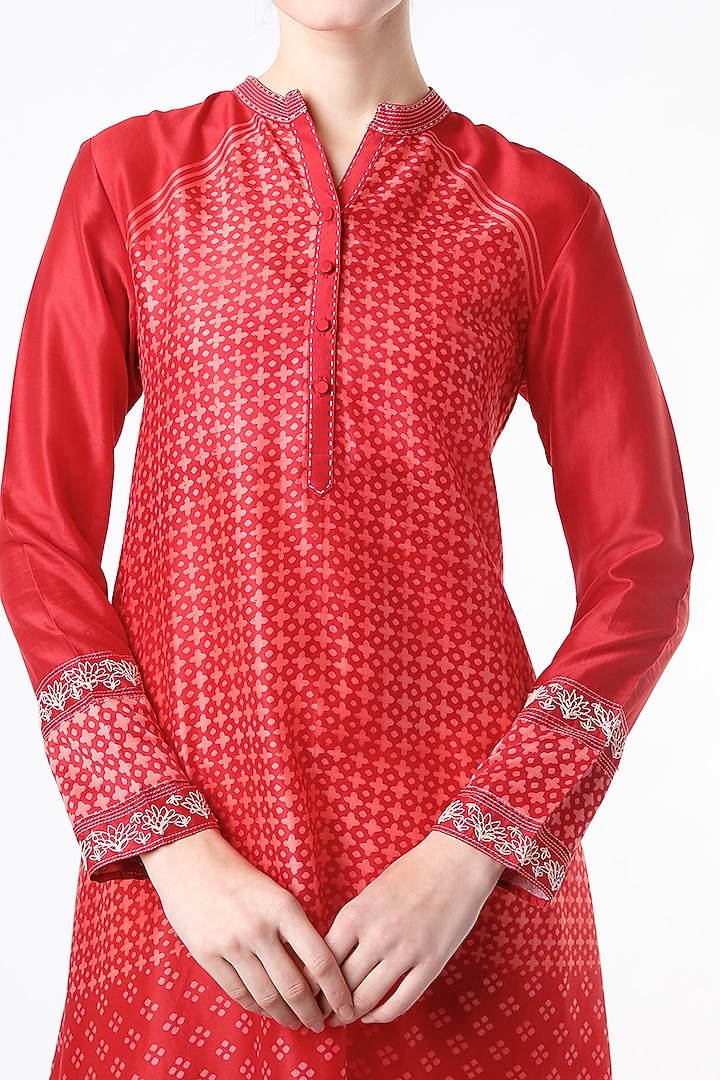 Rust Hand Block Printed Tunic by Krishna Mehta at Pernia's Pop Up Shop