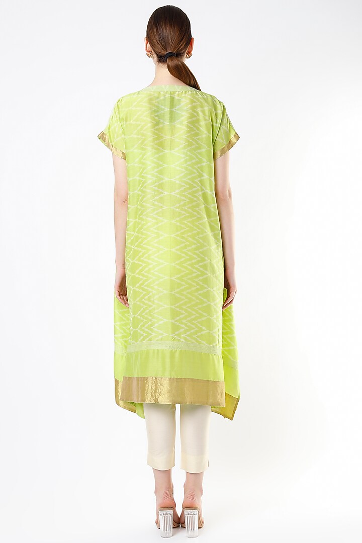 Lime Hand Block Printed Tunic by Krishna Mehta at Pernia's Pop Up Shop