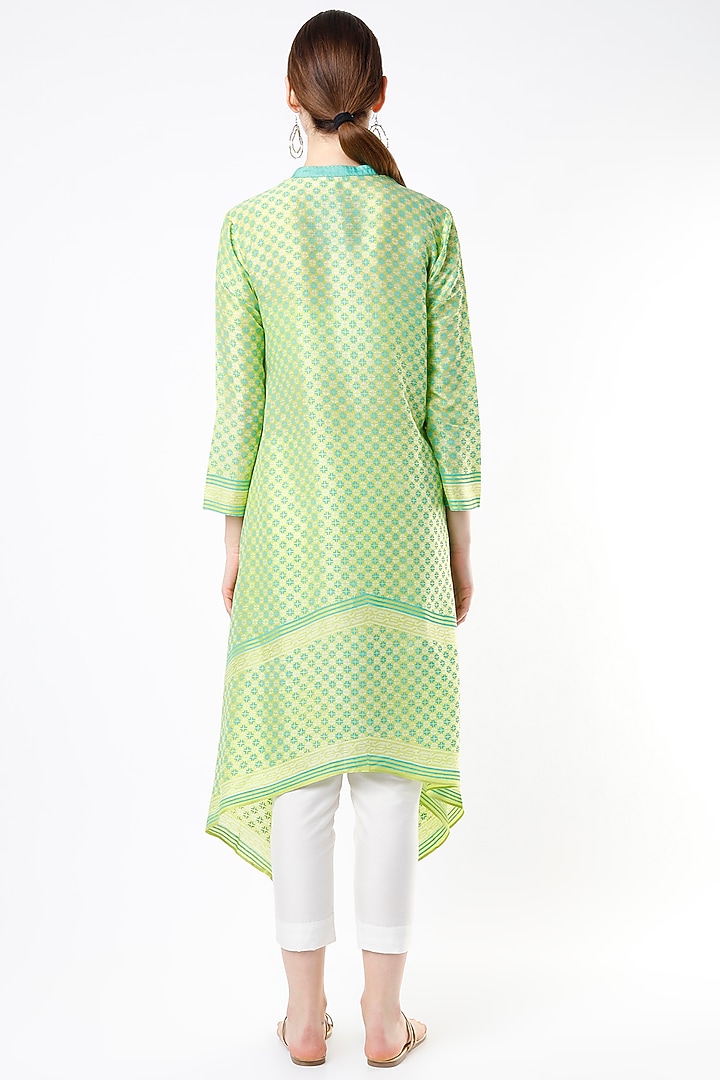 Lime Block Printed Tunic by Krishna Mehta at Pernia's Pop Up Shop