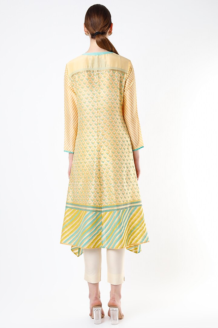 Lime Yellow Block Printed Tunic by Krishna Mehta at Pernia's Pop Up Shop