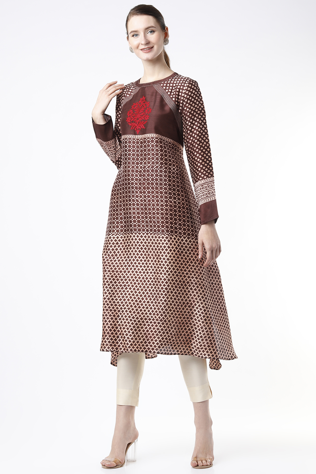 Choco Hand Block Printed Tunic by Krishna Mehta at Pernia's Pop Up Shop