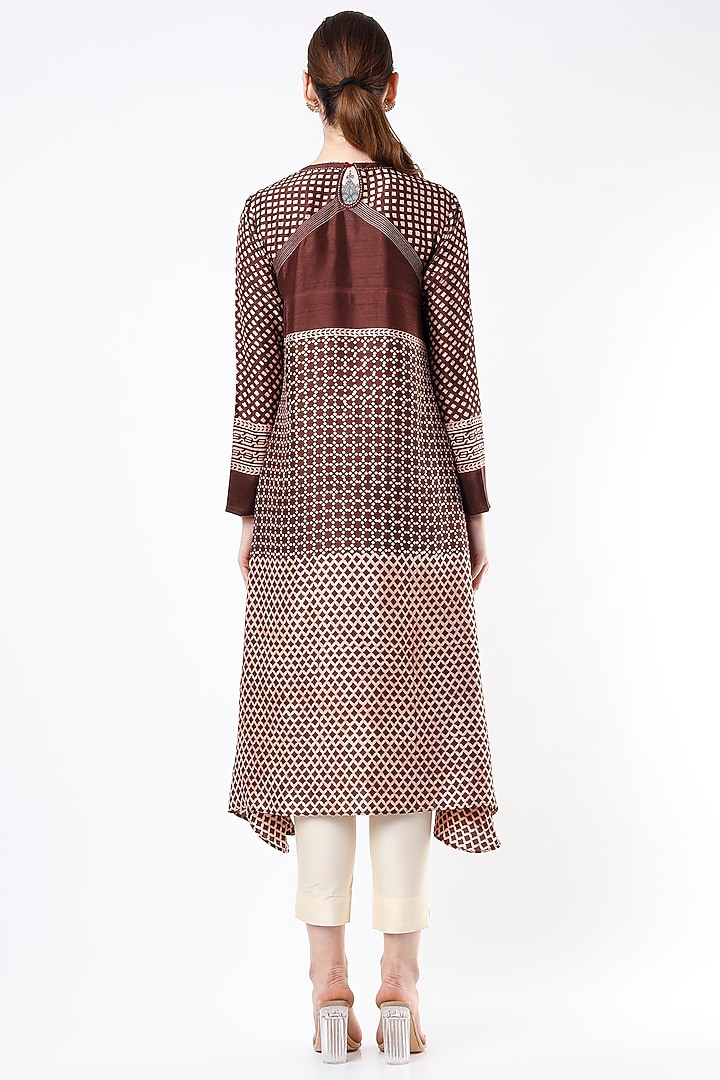Choco Hand Block Printed Tunic by Krishna Mehta at Pernia's Pop Up Shop